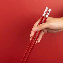 Load image into Gallery viewer, Red Dragon Chopsticks | Korean Metal Chinese Wedding Set - 5 Pairs