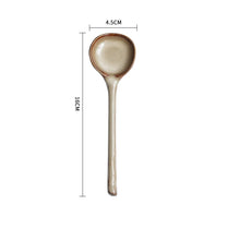 Load image into Gallery viewer, Round Asian Soup Spoons | Long Handle Ceramic Japanese Tableware - 1 Pc