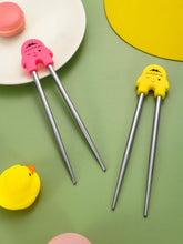 Load image into Gallery viewer, Face Cartoon Training Chopsticks | Pink Yellow Blue Metal Children Utensils - 1 Pc