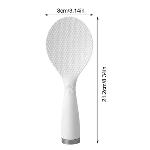 Cute White Standing Rice Paddle | Non-Stick Long Handle Shamoji Spoon Scoop Spatula - 1 Pc