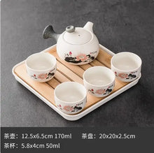 Load image into Gallery viewer, Side-Handle Japanese Tea Set | Calligraphy Design, Bamboo Tray