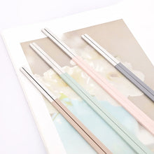 Load image into Gallery viewer, Matte Pastel Stainless Steel Korean Metal Chopsticks | Green Pink Gray Brown - 10 pairs
