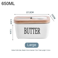 Load image into Gallery viewer, White Ceramic Butter Dish with Bamboo Lid and Knife - 1 Set