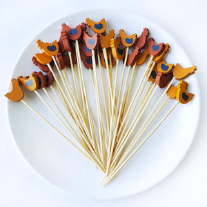 Chicken Fancy Toothpicks | Farm Rooster Disposable Bamboo Skewer - 100 Pc