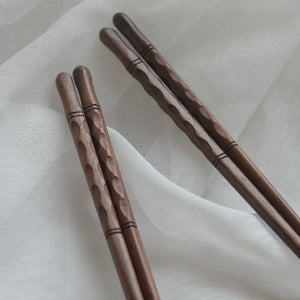 Black Walnut Chopsticks Set | Wooden Japanese Utensils - 2 Pairs