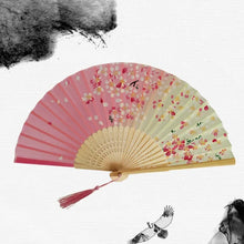 Load image into Gallery viewer, Red Chinese Silk Folding Wood Fan with Tassel | Lunar New Year Gifts - 1 Pc