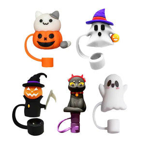 Cute Ghost Halloween Straw Toppers | Silicone Stanley Covers - 1 Pc