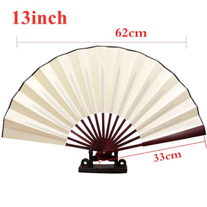 Yellow Folding Silk Chinese Hand Fan | Cloth Handheld Bamboo - 1 Pc