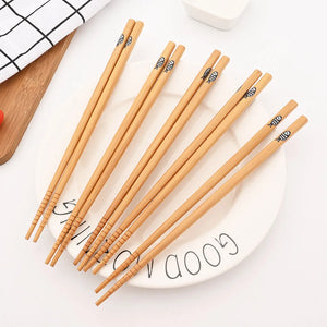 bamboo chopsticks - reusable wood chopstick in set of 5 pairs 