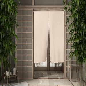 Beige Noren Curtain | Minimalist Solid Japanese Door Linen Curtains - 1 Pc