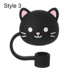 Cute Cat & Paw Silicone Straw Toppers | Reusable Cup Covers - 1 Pc