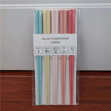 Load image into Gallery viewer, Blue Japanese Multicolor Chopsticks Set | Luxury Alloy - 5 Pairs