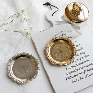 Silver & Gold Small Trinket Dish | Jewelry Tray Plate - 1 Pc