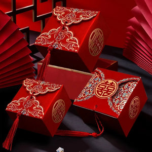 Ornate Red Chinese Wedding Favors | Small Gift Boxes - 50 Pc