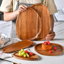 Load image into Gallery viewer, Oval Shapes Wooden Serving Tray | Large Solid Wood Dinner Plates - 1 Pc