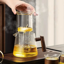 Load image into Gallery viewer, Glass Teapot with Spout and Wooden Handle | Matching Cup - 1 Set