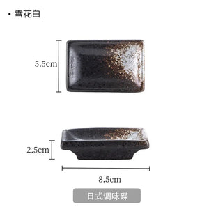 Japanese Soy Sauce Plates | Rectangle Ceramic Sauce Dish for Dipping - 1 Pc