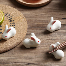 Load image into Gallery viewer, Ceramic Cute Rabbit Bunny Animal Chopstick Rest Holder Set | 3 pcs