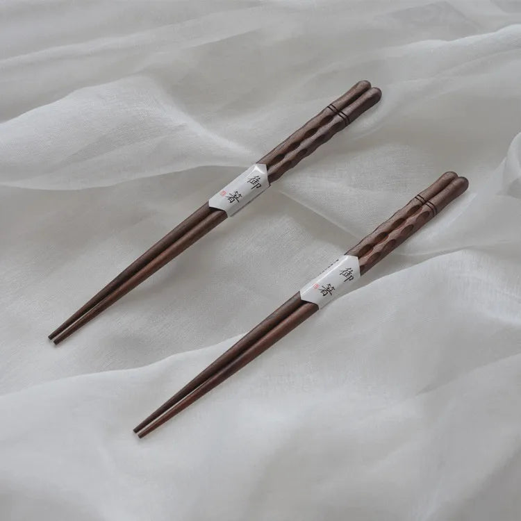 Black Walnut Chopsticks Set | Wooden Japanese Utensils - 2 Pairs