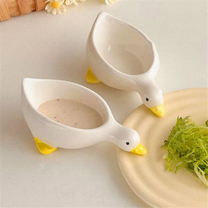 Cute Duck Soy Sauce Dish | Small Dipping Ceramic Bowls - 2 Pc Set