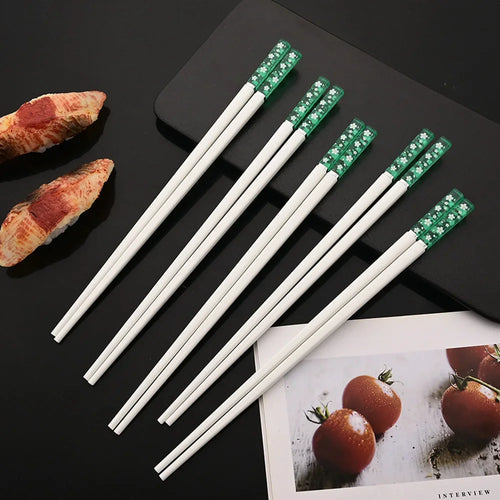 Green Sakura Chopsticks | Japanese Cherry Blossom Luxury - 5 Pair Set