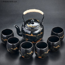 Load image into Gallery viewer, Blue &amp; Gold Glaze Chinese Tea Set | 1 Teapot 6 Tea Cups