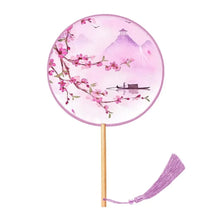 Load image into Gallery viewer, Round Fans Guest Favors | Vintage Chinese Silk with Tassel - 1 Pc