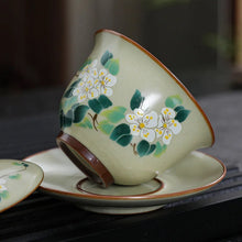 Load image into Gallery viewer, Vintage White Orchid Flower Chinese Ceramic Gaiwan | Sancai Tea Cup