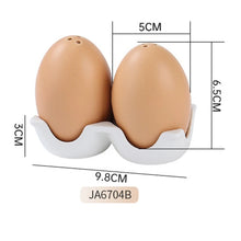 Load image into Gallery viewer, Novelty Brown Egg Salt and Pepper Shakers with Ceramic Tray - 1 Set