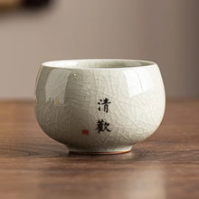 Load image into Gallery viewer, Calligraphy Chinese Tea Cup | Cracked Ceramic Teaware - 1 Pc