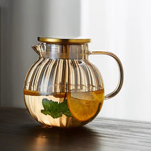 Load image into Gallery viewer, Amber Glass Teapot with Strainer on Stove | Heat Resistant Glass Kettle Pot - 1 Pc