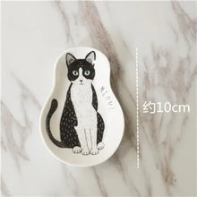 Load image into Gallery viewer, Illustrated Cat Sauce Dish | Cute Ceramic Japanese Sushi Dipping Bowl - 1 Pc