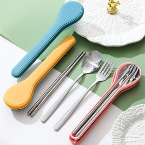 Stainless Steel Cutlery Travel Set | Korean Chopsticks Fork Spoon with Portable Case