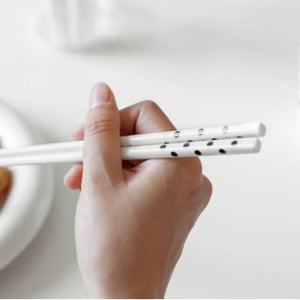 White Polka Dot Ceramic Chopsticks | Luxury Chinese Spotted Set - 2/4 Pairs