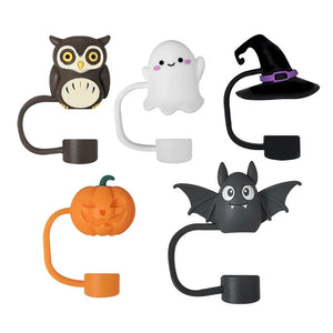 Cute Spooky Stanley Straw Toppers Set | Silicone Halloween Covers - 1 Pc