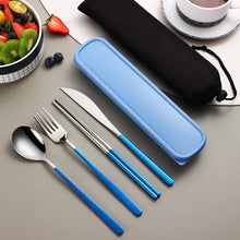 Load image into Gallery viewer, Metal Chopsticks Set with Spoon Fork in Travel Box and Portable Case