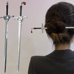 Sword Ruby Pendant Hair Sticks | Vintage Chinese Hairstyle Pin - 1 Pc