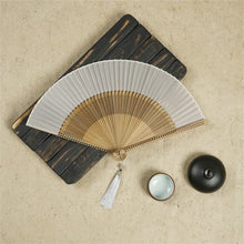 Load image into Gallery viewer, Carved Bamboo Japanese Hand Fan | Traditional Wooden - 1 Pc