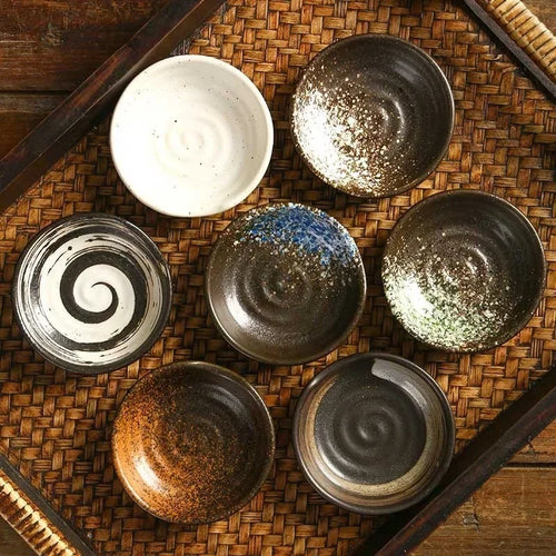 Japanese Soy Sauce Dish | Small Round Plates Ceramic Dipping Bowls  - 1 Pc