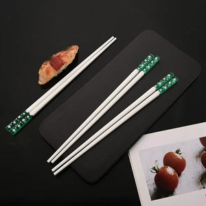 Green Sakura Chopsticks | Japanese Cherry Blossom Luxury - 5 Pair Set