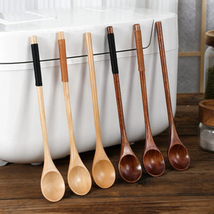 Japanese Wooden Honey Spoon | Long Handle Stick Tea Mixer - 1 Pc