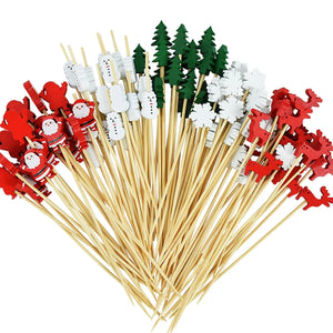 Christmas Fancy Toothpicks | Tree Santa Food Decorative Sticks - 50/100Pcs