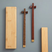 Load image into Gallery viewer, Wooden Chopsticks Gift Set with Chopstick Rests and Bamboo Case - 1 Set