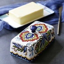 Load image into Gallery viewer, Folk Art Ceramic Butter Dish | Cute Cheese Storage with Lid - 1 Set