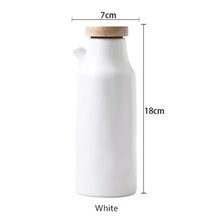 Load image into Gallery viewer, White &amp; Black Soy Sauce Bottle | Ceramic Oil Dispenser - 1 or 2 Pc Set