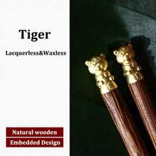 Load image into Gallery viewer, Gold Zodiac Wooden Chopsticks | Luxury Chinese New Year Animal Gift - 1 Pc