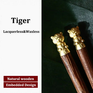 Gold Zodiac Wooden Chopsticks | Luxury Chinese New Year Animal Gift - 1 Pc