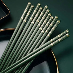 Red Heart Metal Chopsticks | Green Fortune Luxury Chinese New Year Gift - 1 Pc