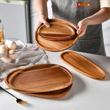 Load image into Gallery viewer, Oval Shapes Wooden Serving Tray | Large Solid Wood Dinner Plates - 1 Pc