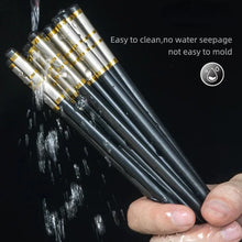 Load image into Gallery viewer, Striped Black Alloy Chopsticks Set | Gold Chinese Tableware - 10/20/30 Pairs